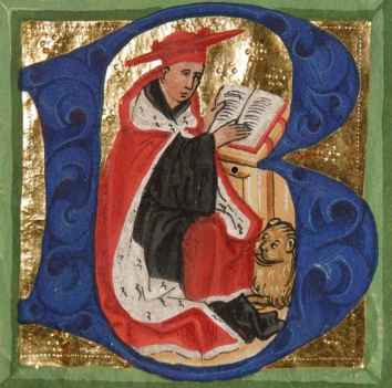 1478 edition of Jerome's 'Vitae sanctorum' with illuminated historiated initial…