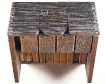 Complete works of Shakespeare in a replica of Shakespeare's Desk.