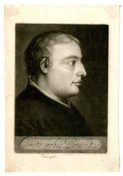 Scarce mezzotint portrait bust profile, half-length looking to right, of&hellip;