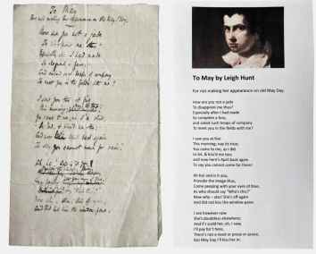 To May - an unpublished autograph poem by Leigh Hunt.