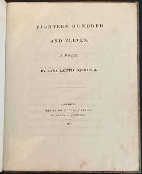 Eighteen Hundred and Eleven.  A Poem by Anna Laetitia Barbauld.