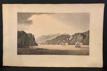 Rare aquatint view of 'Muskat Harbour from the Fisher-man's Rock'&hellip;