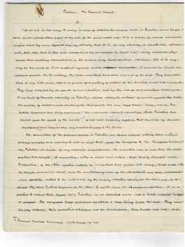 Autograph manuscript signed: The economic future of Palestine