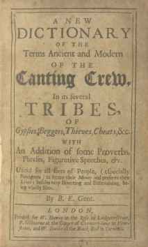 First edition [1699] of the first comprehensive dictionary of slang.