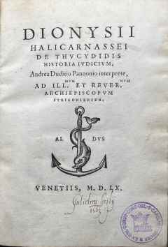 De Thucydidis Historia Iudicium, Andrea Duditio Pannonio interprete...