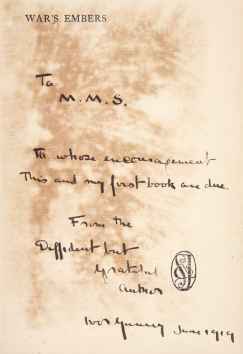 War's Embers, the dedication copy.