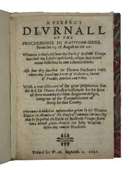 A perfect diurnall of the proceedings in hartford-shire, From the&hellip;
