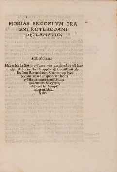Moriae Encomium.  Erasmi Roterodami declamatio [In Praise of Folly].