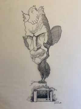 Samuel Beckett - an original ink sketch